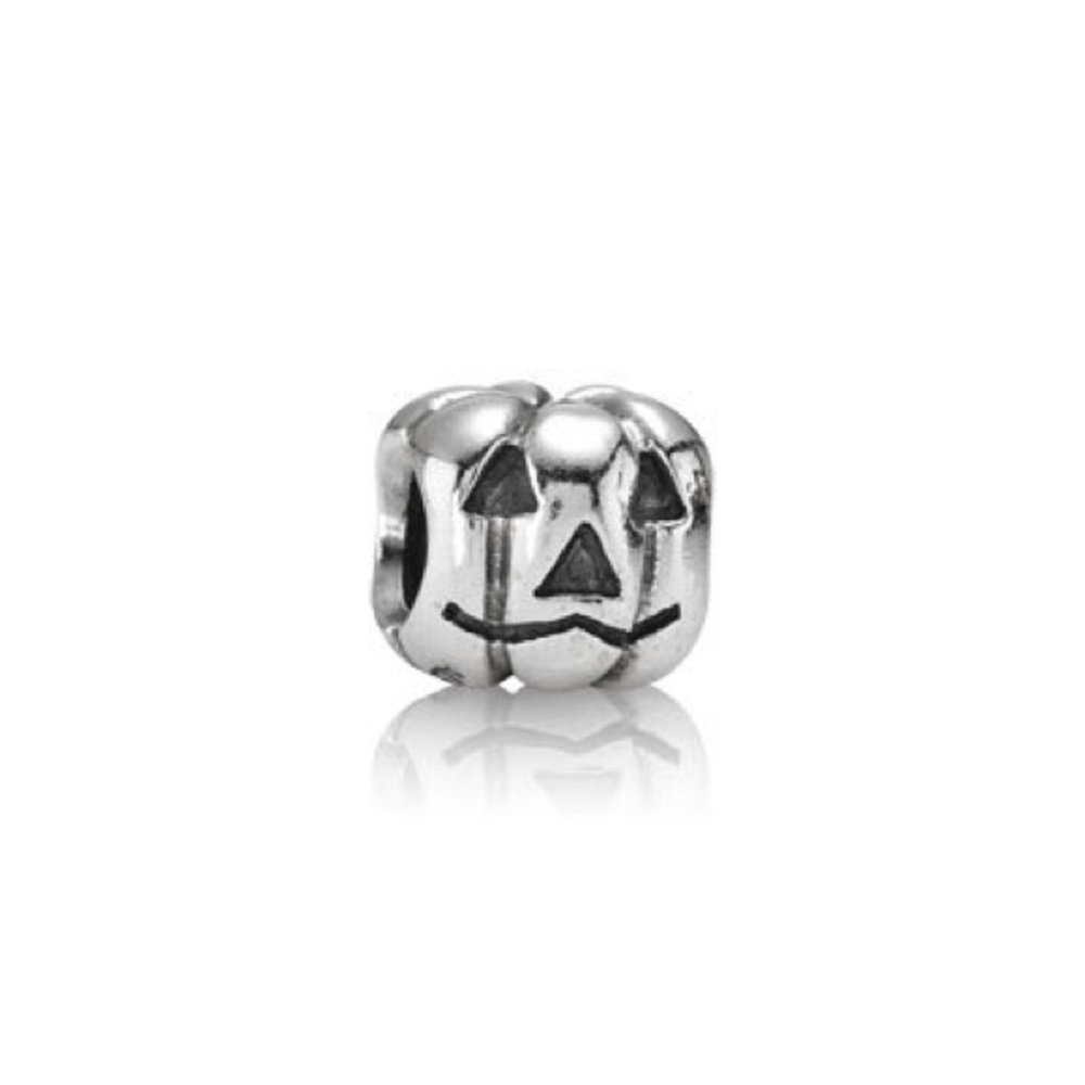 Pandora Pumpkin Charm 790393 Silver Jack O Lantern